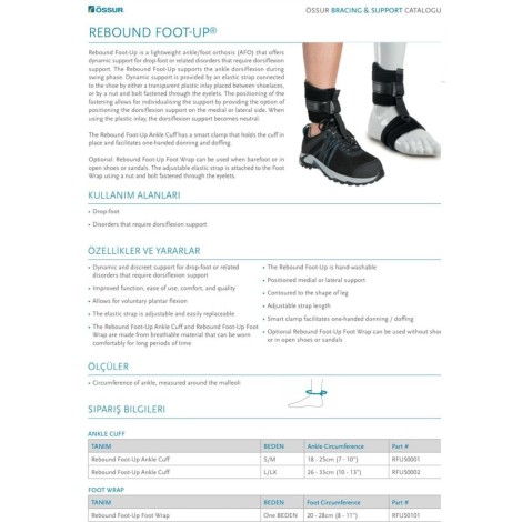 ÖSSUR Ribaund Foot-Up Düşük Ayak Bilekliği Small/ Medium Ayak Bileği 18-25 Cm