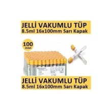 100 Adet Kan Alma Tüpü, Vakumlu Jelli, Sarı Kapak 8.5ml 16x100mm, Bd Vacutainer SST 2 Advance Plus