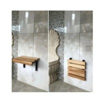 Katlanır Duş Taburesi - Doğal Ahşap Katlanır Banyo Oturağı