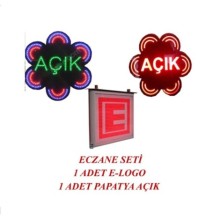 Eczane Led E-logo Ve Animasyonlu Papatya Açık Yazısı