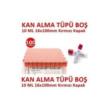 100 Adet Kan Alma Tüpü, Kırmızı Kapak, Serum Tüpü 10ml 16x100mm, Bd Vacutainer