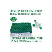 100 Adet Kan Alma Tüpü, Lityum Heparinli Tüp, Yeşil Kapak 10ml 16x100mm, Bd Vacutainer Lithium Hepar