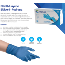 OctaCare Nitril Pudrasız Muayene Eldiveni Mavi Large Beden