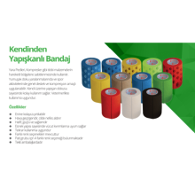 OctaCare Kendinden Yapışkanlı Bandaj Koban Bandaj 7,5 cm x 4,5 m  Beyaz Renk 12 Adet